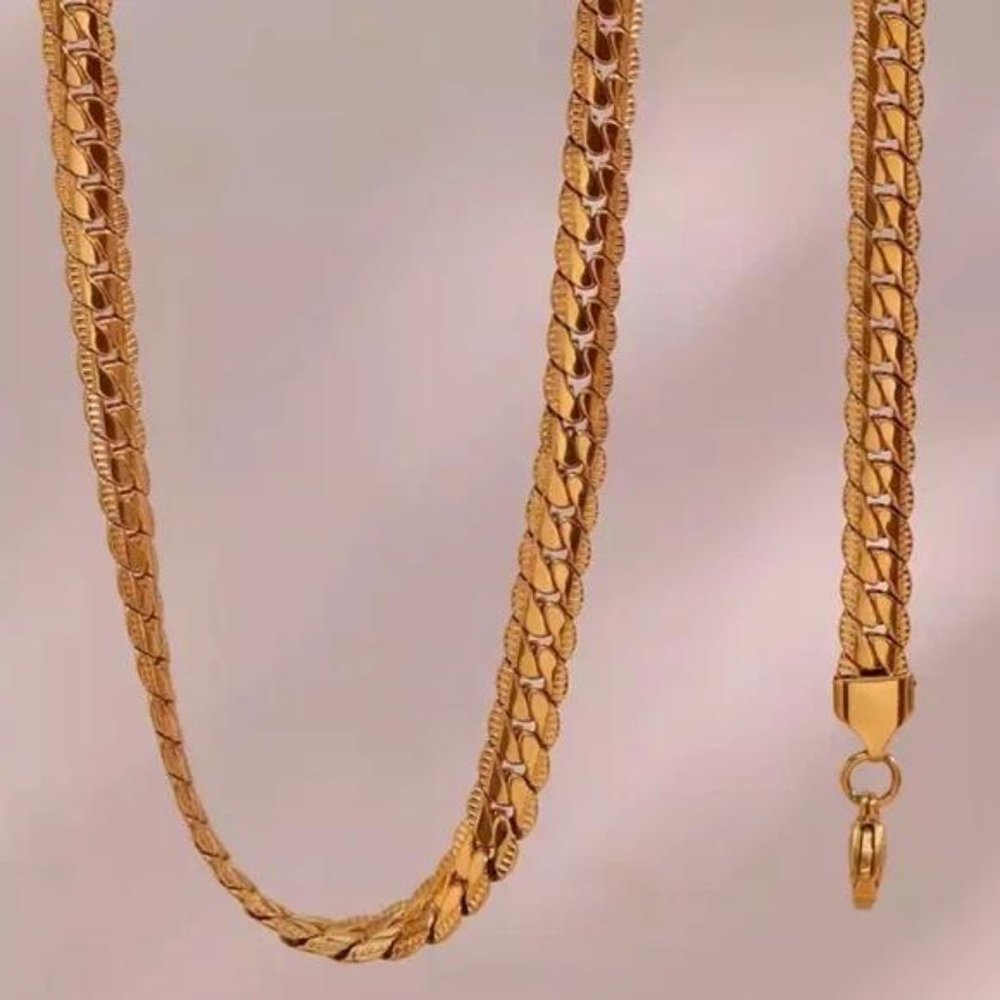 NEW 18K GOLD CHUNKY CHAIN NECKLACE, NICE NECKLACE, CUTE NECKLACE - Picture 3 of 5